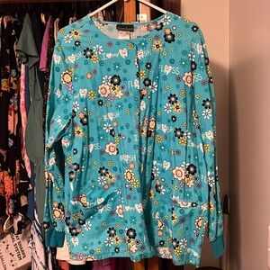 Cherokee women’s print dental hygiene snap front scrub jacket